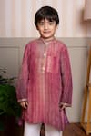 Buy_Kirti Agarwal - Pret N Couture_Maroon Cotton, Tissue, Silk Kurta And Pyjama Set _Online_at_Aza_Fashions