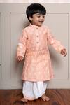 Buy_Kirti Agarwal - Pret N Couture_Peach Chanderi, Silk, Cotton Embroidery Kurta And Dhoti Pant Set _at_Aza_Fashions
