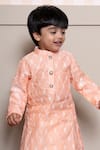Kirti Agarwal - Pret N Couture_Peach Chanderi, Silk, Cotton Embroidery Kurta And Dhoti Pant Set _Online_at_Aza_Fashions