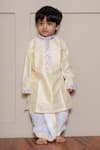 Buy_Kirti Agarwal - Pret N Couture_Yellow Silk, Cotton Embroidery Kurta And Dhoti Pant Set _at_Aza_Fashions