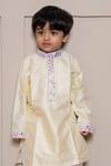 Buy_Kirti Agarwal - Pret N Couture_Yellow Silk, Cotton Embroidery Kurta And Dhoti Pant Set _Online_at_Aza_Fashions