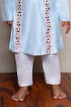Kirti Agarwal - Pret N Couture_Blue Silk, Cotton Embroidery Powder Kurta And Pyjama Set _Online_at_Aza_Fashions
