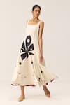 Shop_Kharakapas_Off White Cotton Square Neck Eira And Black Dress _at_Aza_Fashions