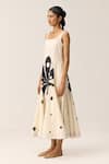 Buy_Kharakapas_Off White Cotton Square Neck Eira And Black Dress _Online_at_Aza_Fashions