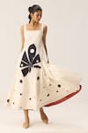 Buy_Kharakapas_Off White Cotton Square Neck Eira And Black Dress _at_Aza_Fashions