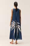 Shop_Kharakapas_Blue Cotton V-neck Fern Designer Jumpsuit _at_Aza_Fashions