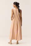 Shop_Kharakapas_Pink Cotton V-neck Striped Mangotrail Jumpsuit _at_Aza_Fashions