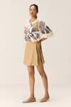 Buy_Kharakapas_Off White Cotton Round Neck Thistle Mul Top _Online_at_Aza_Fashions