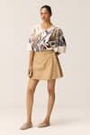 Buy_Kharakapas_Off White Cotton Round Neck Thistle Mul Top _at_Aza_Fashions