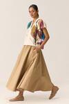 Buy_Kharakapas_Off White Cotton V-neck Azara Shibori Pattern Top _Online_at_Aza_Fashions