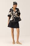 Buy_Kharakapas_Off White Cotton Collared Zinnia And Black Top _at_Aza_Fashions