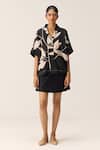 Kharakapas_Off White Cotton Collared Zinnia And Black Top _Online_at_Aza_Fashions