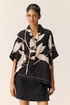Shop_Kharakapas_Off White Cotton Collared Zinnia And Black Top _Online_at_Aza_Fashions