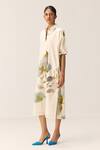 Shop_Kharakapas_Off White Cotton Collared Floral Whisper Dress _Online_at_Aza_Fashions