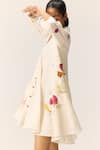 Shop_Kharakapas_Off White Cotton Embroidery Collared Pearls In A Garden Dress _Online_at_Aza_Fashions