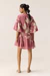 Shop_Kharakapas_Pink Cotton V-neck Lovespell Mul Dress _at_Aza_Fashions