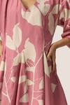 Kharakapas_Pink Cotton V-neck Lovespell Mul Dress _at_Aza_Fashions