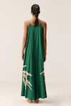 Shop_Kharakapas_Green Cotton V-neck Tender Fern Dress _at_Aza_Fashions