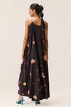 Shop_Kharakapas_Charcoal Cotton V-neck Floral Maxi Dress _at_Aza_Fashions