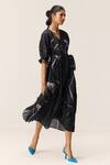 Buy_Kharakapas_Black Cotton V-neck Eclipse Wrap Dress _Online_at_Aza_Fashions