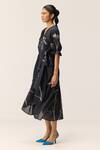 Shop_Kharakapas_Black Cotton V-neck Eclipse Wrap Dress _Online_at_Aza_Fashions