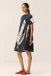 Buy_Kharakapas_Black Round Neck Phantom Leaves Dress _Online_at_Aza_Fashions