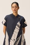 Kharakapas_Black Round Neck Phantom Leaves Dress _at_Aza_Fashions