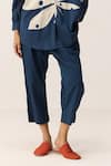 Kharakapas_Blue Cotton Collared Ocean Storm Shirt And Pant Co-ord Set _Online_at_Aza_Fashions