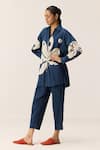 Buy_Kharakapas_Blue Cotton Collared Ocean Storm Shirt And Pant Co-ord Set _Online_at_Aza_Fashions