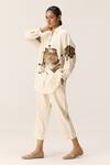 Buy_Kharakapas_Off White Cotton Collared Sunpetal Shirt And Pant Co-ord Set _Online_at_Aza_Fashions