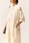 Buy_Kharakapas_Off White Cotton Mandarin Collar French Hydrangeas Kurta Set _Online_at_Aza_Fashions