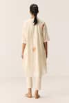 Shop_Kharakapas_Off White Cotton Mandarin Collar French Hydrangeas Kurta Set _at_Aza_Fashions
