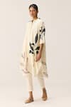 Buy_Kharakapas_Off White Cotton Collared Wild Vine Kurta Set _Online_at_Aza_Fashions
