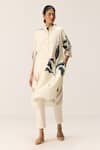 Buy_Kharakapas_Off White Cotton Collared Wild Vine Kurta Set _at_Aza_Fashions