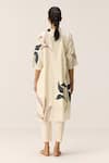 Shop_Kharakapas_Off White Cotton Collared Wild Vine Kurta Set _at_Aza_Fashions