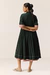 Kharakapas_Green Cotton Collared Tangled In Checks Dress _Online_at_Aza_Fashions
