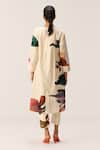 Shop_Kharakapas_Off White Cotton V-neck Flora Splash Kurta Set _at_Aza_Fashions