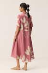 Shop_Kharakapas_Pink Cotton V-neck Coral Meadow Dress _at_Aza_Fashions