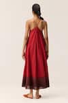 Shop_Kharakapas_Red Cotton V-neck Rosewood Dress _at_Aza_Fashions