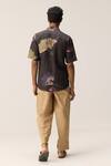 Shop_Kharakapas_Charcoal Linen Grey Handpainted Floral Shirt _at_Aza_Fashions