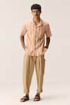 Buy_Kharakapas_Pink Cotton Citrus Waves Fine Shirt _Online_at_Aza_Fashions