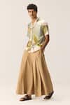 Kharakapas_Off White Cotton Echoes Leaves Shirt _Online_at_Aza_Fashions