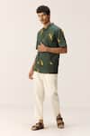 Kharakapas_Green Cotton Dark Shibori Shirt _Online_at_Aza_Fashions