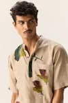 Shop_Kharakapas_Cream Linen Floral Print Belgian Shirt _Online_at_Aza_Fashions