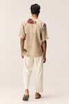 Shop_Kharakapas_Cream Linen Floral Print Belgian Shirt _at_Aza_Fashions