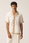 Buy_Kharakapas_Off White Linen Sandy Trails Shirt _at_Aza_Fashions