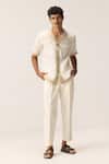 Kharakapas_Off White Linen Sandy Trails Shirt _Online_at_Aza_Fashions