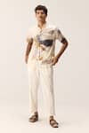 Kharakapas_Off White Cotton Canyon Floral Print Mul Shirt _Online_at_Aza_Fashions