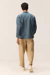 Shop_Kharakapas_Blue Cotton, Twill Shacket _at_Aza_Fashions