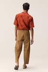 Shop_Kharakapas_Red Cotton, Linen Mandarin Collar Shirt _at_Aza_Fashions